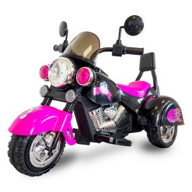 Kids Ride On Motorcycle Toy; 3-Wheel Chopper Motorbike with LED Colorful Headlights Horn; Pink 6V Battery Powered Riding on Electric Harley Motorcycle