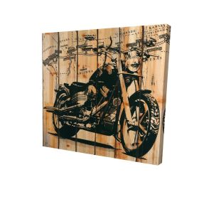 Motorcycle on wood background - 32x32 Print on canvas