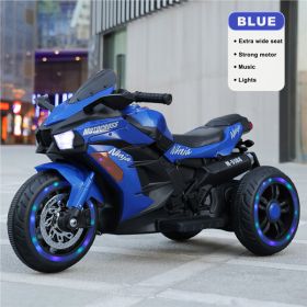 12V Battery Motorcycle; 3 Wheel Motorbike Kids Rechargeable Ride On Car Electric Cars Motorcycles--Blue