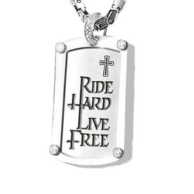 Hip Hop Rock Motorcycle Engraved Pendant Necklace for Men Cross Pendant Neck Chain Jewelry Gift Fashion Jewelry