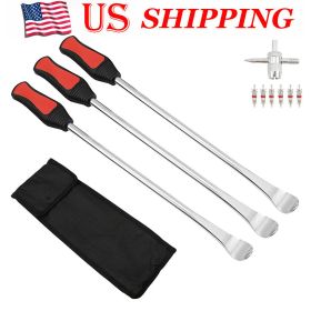 9Pc Motorcycle Bike Tire Spoon Lever Tool Tire Change Kit With 6 Vale Core-s