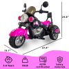 Kids Ride On Motorcycle Toy; 3-Wheel Chopper Motorbike with LED Colorful Headlights Horn; Pink 6V Battery Powered Riding on Electric Harley Motorcycle