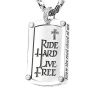 Hip Hop Rock Motorcycle Engraved Pendant Necklace for Men Cross Pendant Neck Chain Jewelry Gift Fashion Jewelry