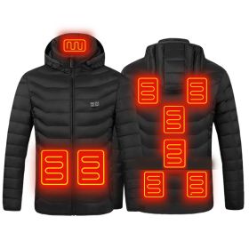 Male And Female Lightweight Electric Padded Jacket Usb Constant Temperature Electric Heating Padded Jacket (Color: black2-9, size: XXL)