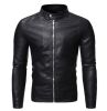 Men's Faux Leather Jacket Motorcycle Zip Slim Fit Biker Jacket