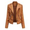 Womens Faux Leather Motorcycle Jacket