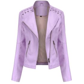 Women's Leather Short Jackets Slim Fit Thin PU Leather Motorcycle Clothing for Ladies Spring and Autumn (Color: 7, size: 4XL)