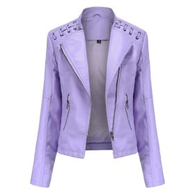 Women's Leather Short Jackets Slim Fit Thin PU Leather Motorcycle Clothing for Ladies Spring and Autumn (Color: 8, size: S)