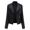 Women's Leather Short Jackets Slim Fit Thin PU Leather Motorcycle Clothing for Ladies Spring and Autumn