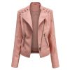 Women's Leather Short Jackets Slim Fit Thin PU Leather Motorcycle Clothing for Ladies Spring and Autumn