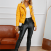 Women's Leather Short Jackets Slim Fit Thin PU Leather Motorcycle Clothing for Ladies Spring and Autumn