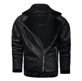 Men's Faux Jacket Motorcycle Bomber Suede (Color: Black, size: S)