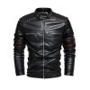 Autumn Winter Fleece Leather Jacket Men New PU Trench Coat Motorcycle Suit Windproof Waterproof Lapel Zipper Embroidery Fashion