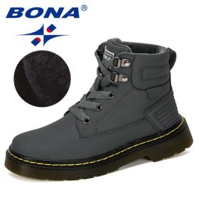 BONA 2019 New Designer Leather Motorcycle Boots Winter Kids Snow Boots Brand Girls Princess Shoes Children Outdoor Boots Trendy (Color: Dark grey, size: 5.5)