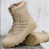 Men's Work Shoes Genuine Leather Waterproof Lace Up Tactical Boot Fashion Motorcycle Men Combat Ankle Military Army Boots