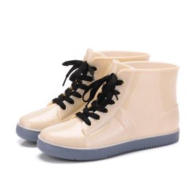 Ankle Rain Boots Removable Cover Platform Lace Up PU Waterproof Motorcycle Colorful Ankle Mature Boots Woman Shoes 2019 (Color: 10, size: 4)