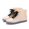 Ankle Rain Boots Removable Cover Platform Lace Up PU Waterproof Motorcycle Colorful Ankle Mature Boots Woman Shoes 2019