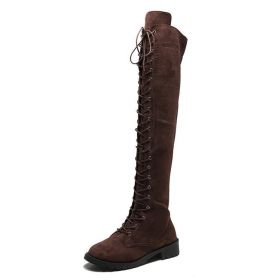 New Sexy Ladies Lace-up Over The Knee Boots Womens Plus Size Boots Shoes for Women Motorcycle Boots Winter Boots Punk Shoes998 (Color: Dark brown, size: 41)