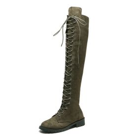 New Sexy Ladies Lace-up Over The Knee Boots Womens Plus Size Boots Shoes for Women Motorcycle Boots Winter Boots Punk Shoes998 (Color: green, size: 40)