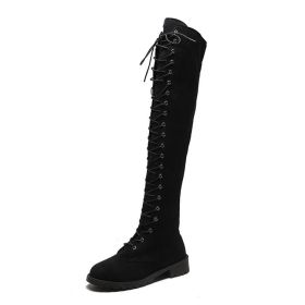 New Sexy Ladies Lace-up Over The Knee Boots Womens Plus Size Boots Shoes for Women Motorcycle Boots Winter Boots Punk Shoes998 (Color: Black, size: 38)