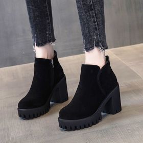 Botas Mujer Fashion Women Boots Square Heel Platforms Zapatos Mujer Thigh High Pump Boots Motorcycle Shoes (Color: Black, size: 37)