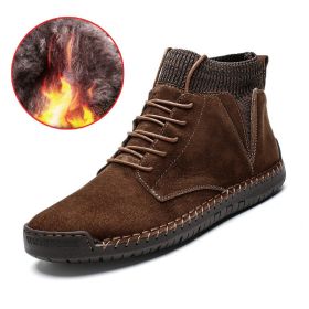 Men Shoes Winter Men Warm Fur Suede Boot Motorcycle Boots Fashion Handmade Winter Ankle Boots Male Comfortable Cowboy Boots (Color: fur brown, size: 40)