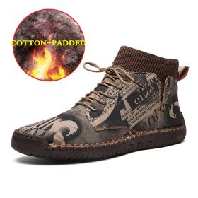 Men Shoes Winter Men Warm Fur Suede Boot Motorcycle Boots Fashion Handmade Winter Ankle Boots Male Comfortable Cowboy Boots (Color: 7009 fur brown, size: 38)