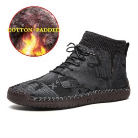 Men Shoes Winter Men Warm Fur Suede Boot Motorcycle Boots Fashion Handmade Winter Ankle Boots Male Comfortable Cowboy Boots (Color: 7009 fur black, size: 45)