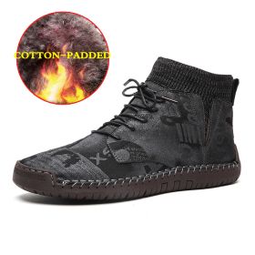 Men Shoes Winter Men Warm Fur Suede Boot Motorcycle Boots Fashion Handmade Winter Ankle Boots Male Comfortable Cowboy Boots (Color: 7009 fur black, size: 41)