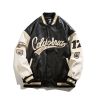 Hip Hop Leather Baseball Jacket Coat Men Patchwork Japanese Streetwear Varsity College Fashion Retro Harajuku Motorcycle