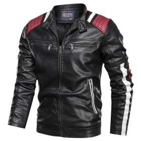 New Mens Motorcycle Bomber Jackets Male Autumn Winter PU Leather Slim Fit Biker Jacket Coat Man Faux Coats Outdoor (Color: MG9016Black, size: XXL)