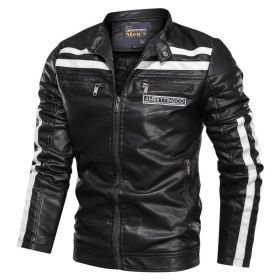 New Mens Motorcycle Bomber Jackets Male Autumn Winter PU Leather Slim Fit Biker Jacket Coat Man Faux Coats Outdoor (Color: MG9013Black, size: L)