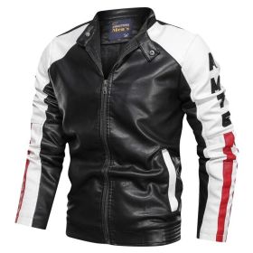 New Mens Motorcycle Bomber Jackets Male Autumn Winter PU Leather Slim Fit Biker Jacket Coat Man Faux Coats Outdoor (Color: MG9012Black, size: XXL)