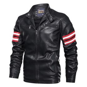 New Mens Motorcycle Bomber Jackets Male Autumn Winter PU Leather Slim Fit Biker Jacket Coat Man Faux Coats Outdoor (Color: MG9018Black, size: XXL)