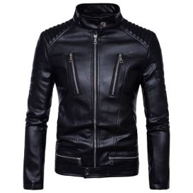 Mens Leather Jackets Bomber Fashion Men Faux Overcoat Motorcycle Cowboy Jacket Punk Thick Coats Clothing (Color: Black, size: XL)