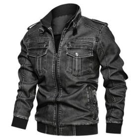 Winter New Men Leather Jacket Killer Vintage Motorcycle Faux Coat Fashion PU Plus Size Bomber Mens L-6XL (Color: Black, size: XXXL)