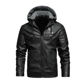 Mens Winter Warm Leather Jackets And Coats Faux Fur Biker Outerwear Fleece Lined Thick Thermal Motorcycle Tops Clothing (Color: Black, size: 4XL)