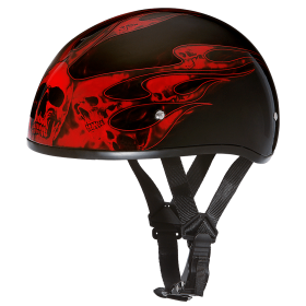 D.O.T. Daytona Skull Cap (Color: Skull Flames Red, size: 2XS)