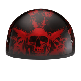 D.O.T. Daytona Skull Cap (Color: Skull Flames Red, size: L)