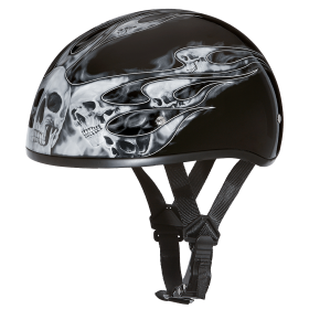 D.O.T. Daytona Skull Cap (Color: Skull Flames Silver, size: 2XS)