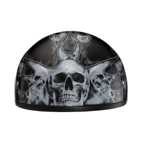 D.O.T. Daytona Skull Cap (Color: Skull Flames Silver, size: L)