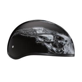 D.O.T. Daytona Skull Cap (Color: Skull Flames Silver, size: M)