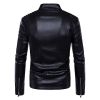 Mens Leather Biker Jacket Punk Style Stand Collar Fashion Multiple Zipper PU Motorcycle Coat Men High Quality Faux Leathers