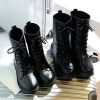 Ankle boots for women black large size fleeces motorcycle boots increase comfortable leather boots women spring 785