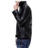 Men's Faux Leather Jacket Black Slim Fit Belted Punk Motorcycle Coat