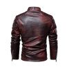 Men Leather Jacket Fleece Lining New PU Leather Coat Motorcycle Suit Windproof Waterproof Lapel Zipper Embroidery Winter Fashion