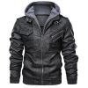 Men Autumn Leather Jacket Hooded Motorcycle Pu Faux Fashion Punk Style Male Casual Fall Coat New