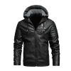 Mens Winter Warm Leather Jackets And Coats Faux Fur Biker Outerwear Fleece Lined Thick Thermal Motorcycle Tops Clothing