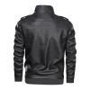 Men's PU Stand Collar Zipper Motorcycle Leather Jacket