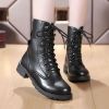 New Buckle Winter Motorcycle Boots Women British Style Ankle Boots Gothic Punk Low Heel ankle Boot Women Shoe Plus Size889